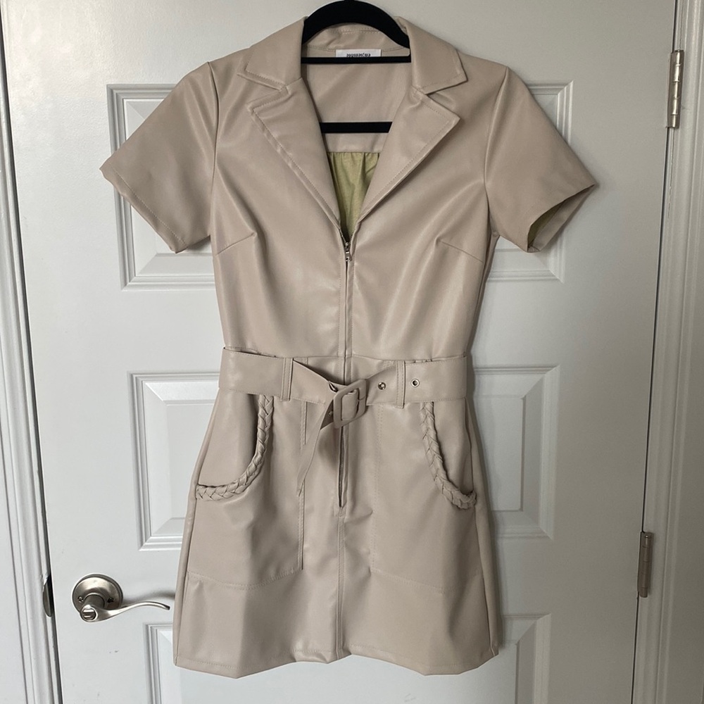 Vegan leather mini dress
